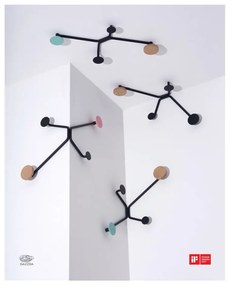 Appendiabiti da parete nero per angolo esterno con dettaglio rosa Hook - Gazzda