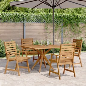 Set Da Pranzo Per Giardino 5 Pz İn Legno Massello Di Acacia /