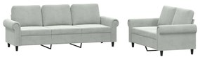 Set di divani 2 pz con cuscini grigio chiaro in velluto