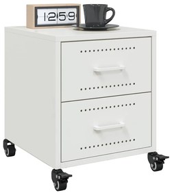 Comodini 2 Pz Bianchi 36x39x43,5 Cm İn Acciaio /
