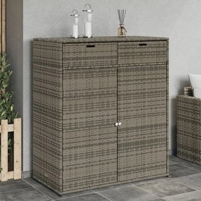 Armadietto Portaoggetti Giardino Grigio 105x55x113cm Polyrattan /