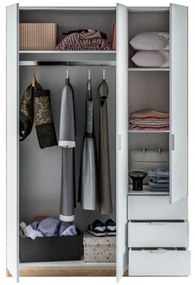 Armadio Guardaroba 3 Ante 3 Cassetti Con Barra Appendiabiti Bianco Artik Rovere Canadian