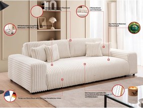 Divano color crema allungabile/con contenitore con rivestimento in velluto a coste 260 cm Justin – Ropez