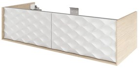 Mobile da bagno sospeso sotto lavabo L 120 x H 32 x P 48 cm bianco e rovere laccato lucido, 2 cassetti SENSEA Neo Frame