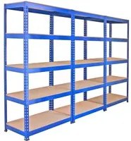 10 Scaffali in Acciaio Senza Bulloni Q-Rax Blu Larghi 90cm per Magazzino e Box