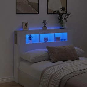 Testiera Led Bianca 140x18,5x103,5 Cm Legno Multistrato /