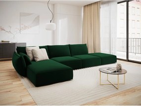 Divano angolare verde scuro (con penisola a sinistra/con chaise lounge) con rivestimento in velluto Vanda – Mazzini Sofas