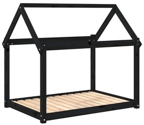 Cuccia per cani nera 111x80x100 cm in legno massello di pino
