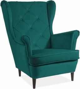 Poltrona Lady in velluto verde Blu78/wenge