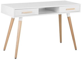 Tavolino consolle bianco e legno chiaro 120 x 45 cm FRISCO Beliani