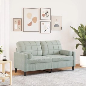 Divano A 2 Posti Con Cuscini Grigio Chiaro 140 Cm İn Velluto /