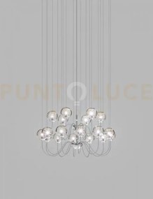 Puppet sospensione 18p fume' trasparente cromo lucido 18 luci attac...