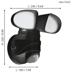 Eglo 98176 - Applique LED da esterno con sensore PAGINO 2xLED/7,5W/230V IP44