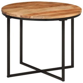 Tavolino salotto 55x55x45cm in legno massello di acacia e ferro