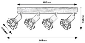Rabalux 3140 - Faretto ZEUS 4xE14/40W/230V rovere