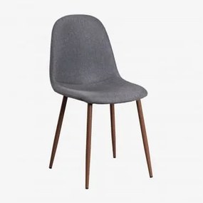 Confezione 2 sedie da pranzo Glamm Legno scuro & Lino Cinza Antracite - Sklum