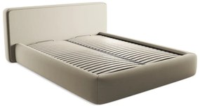 Letto matrimoniale imbottito beige con vano contenitore con griglia 160x200 cm Kiana - Makamii