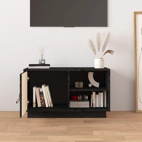 Mobile porta tv nero 70x34x40 cm in legno massello di pino