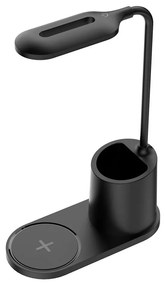 Lampada da tavolo LED LED/3W/5V con ricarica wireless nero