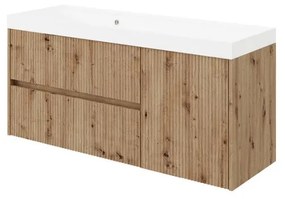 Mobile sottolavabo e lavabo Portofino rovere oro in mdf L 120 x H 50.5 x P 40 cm 1 vasca, 1 anta 2 cassetti