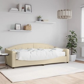 Divano letto con materasso crema 80x200 cm in tessuto