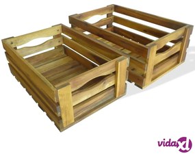 vidaXL Cassetta per Mele Set 2 pz in Legno Massello di Acacia