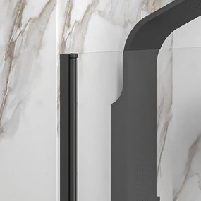 Kamalu - Porta doccia battente 90 cm e anta fissa con finitura nera | KS5000N