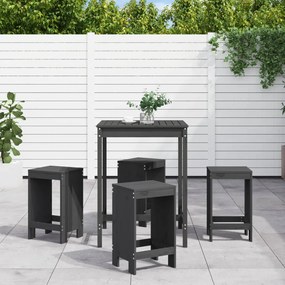 Set Bar Da Giardino 5 Pz Grigio İn Legno Massello Di Pino /