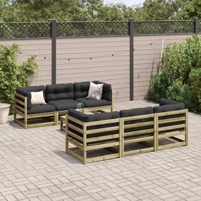 Set divani da giardino 7pz con cuscini legno impregnato di pino