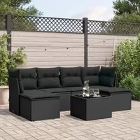 Set Divani da Giardino con Cuscini 7pz Nero Polyrattan 3249854