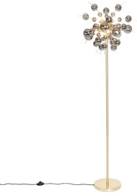 Lampada da terra di design in ottone con vetro fumé a 8 luci - Explode