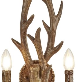 Searchlight 6412-2BR - Lampada da parete STAG 2xE14/40W/230V corna