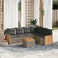 Set Divani da Giardino 7 pz con Cuscini Grigio in Polyrattancod mxl 88105