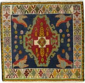 Shiraz Tappeto persiano 60x60 Blu (Iran) Annodato A Mano