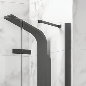 Kamalu - Box doccia 80x70 telaio nero porta battente 70cm laterale fisso 80cm | KT5000N