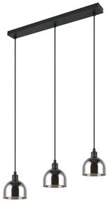 Lampadario nero/argentato con paralume in vetro Molly – Reality