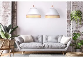 Duolla - Lampadario a sospensione con filo AVIGNON 2xE27/15W/230V bianco/rattan