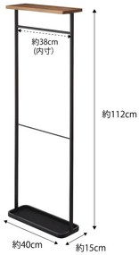 Portaombrelli nero con ripiano in legno Yamazaki Tower - YAMAZAKI