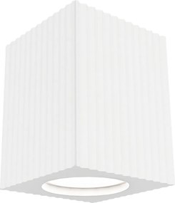 Plafoniera Quadrata 70x70mm h90mm GU10 in Gesso Rigato