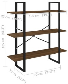 Libreria Rovere Marrone 100x30x105 cm in Legno Multistrato