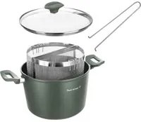 Pentola pasta 22 cm verde con 2 cestelli e coperchio