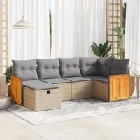 Set Divano da Giardino 6 pz con Cuscini Beige in Polyrattan 3326028