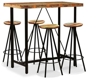 Set da bar 5 pz in legno massello di recupero