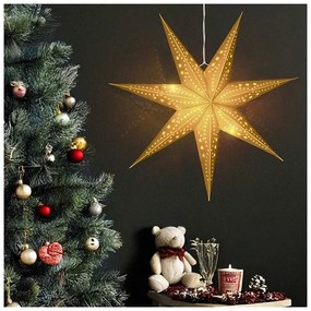 Solight 1V295 - Stella natalizia LED 60 cm, 20 LED, alimentazione 2xAA, luce bianca calda, finitura dorata