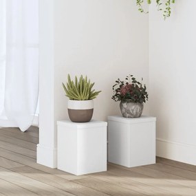 Supporti Per Piante 2 Pz Bianchi 15x15x20 Cm Legno Multistrato /