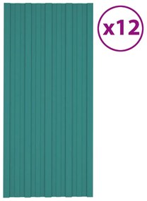 Pannelli Da Tetto 12 Pz İn Acciaio Zincato Verdi 100x45 Cm /