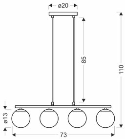 Lampadario a sospensione con filo CARRINE 4xE14/40W/230V marrone