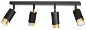 Lampada da Soffitto in Acciaio HIRO 4 Nero Cromo/Oro 4xGU10