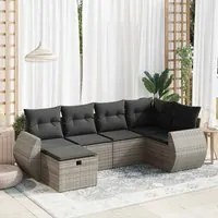 Set Divano da Giardino 6 pz con Cuscini Grigio in Polyrattan 3325586