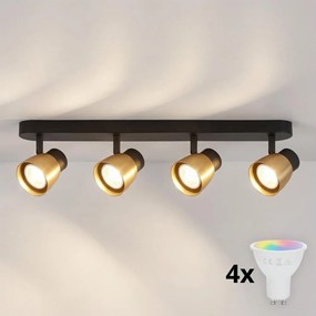 Brilagi - Faretto a LED RGBW dimmerabile NUGGET 4xGU10/4,8W/230V nero/oro